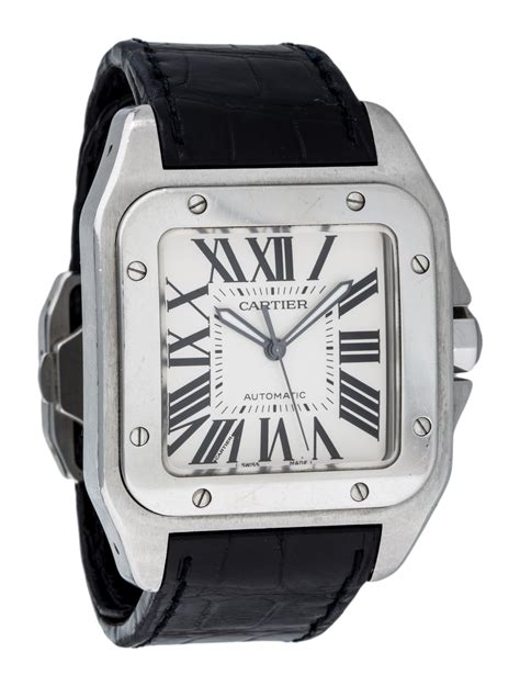 cartier santos 100 xl black leather strap|cartier santos replacement strap.